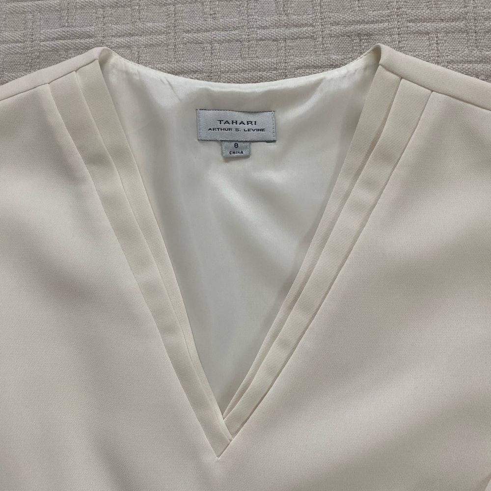 Tahari work academic luxury cream sleeveless vest top size 8 - Picture 3 of 8